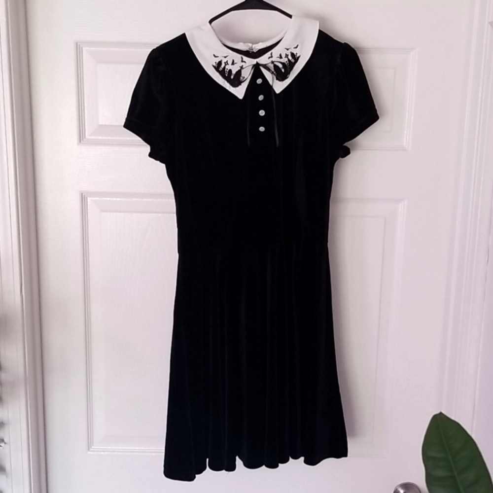 Hell Bunny Black Velvet dress, Size Large (UK 14)
